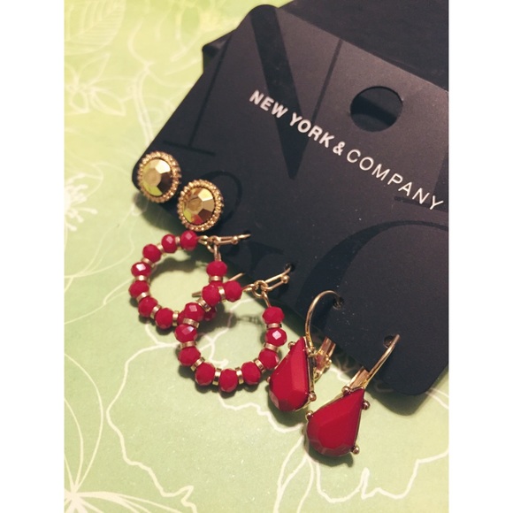 3-Piece Red Gemstone and Beaded Earring Set - Picture 2 of 5
